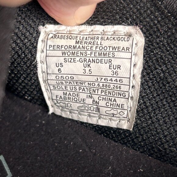 Merrell Arabesque Zip Up Shoes Flats Womens Size 6M Black Gold Leather Sneakers - Picture 11 of 11